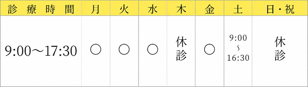 7月〜10月 2階改装工事に伴う診療時間変更